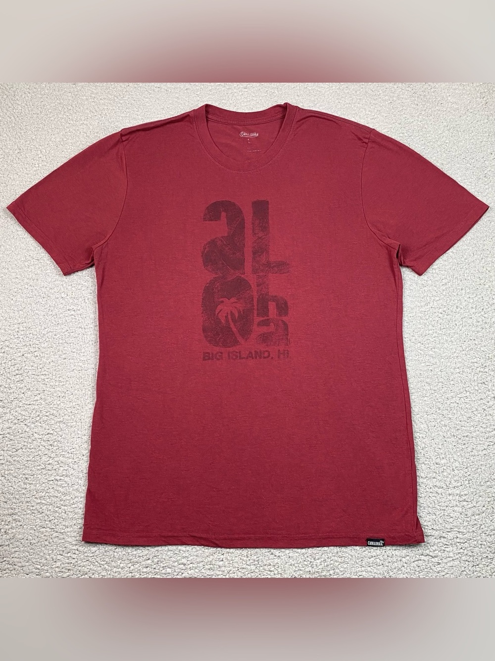 Cariloha T Shirt Mens Size L Red Bamboo Blend Short Sleeve Crewneck Hawaii Aloha